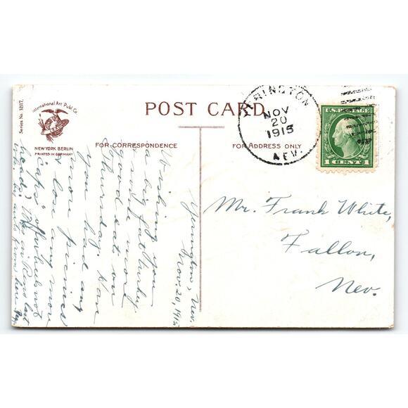 Ellen Clapsaddle Vintage 1915 Thanksgiving Postcard Boy with Wheelbarrow Fruit - Picture 2 of 2